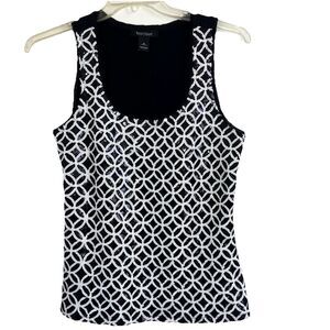 WHITE HOUSE BLACK MARKET M Sequin Cotton Sleeveless Knit Top